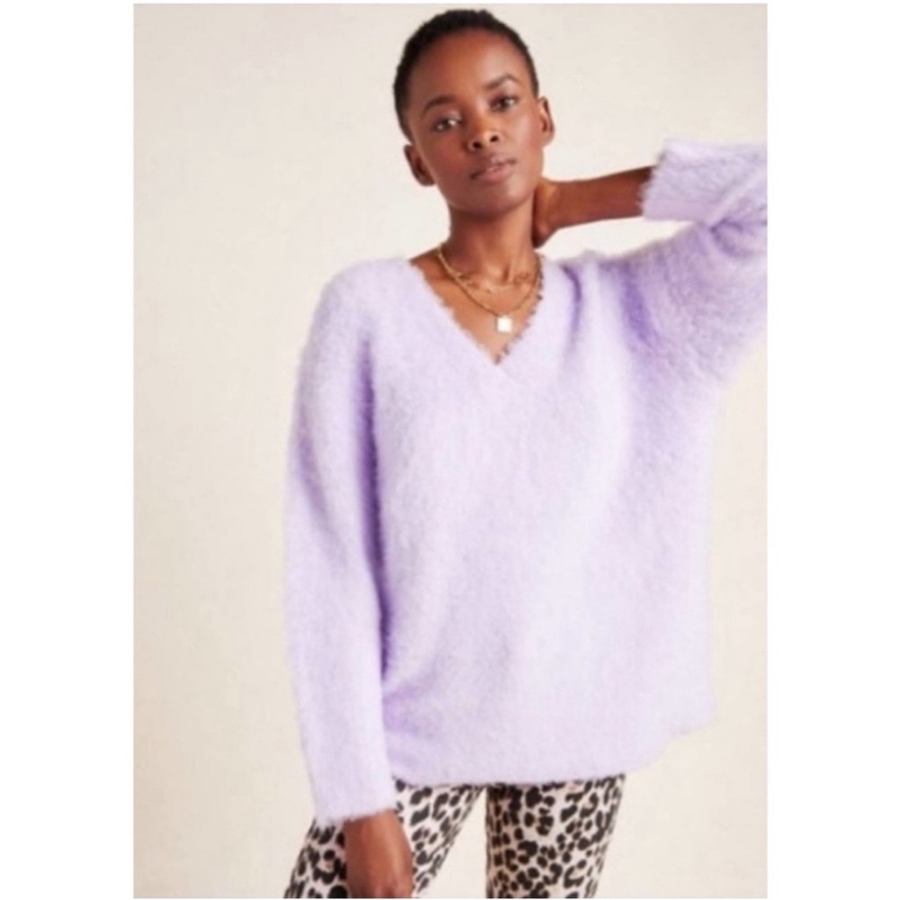 Anthropologie Simone Fuzzy Sweater in Lavender Size small $148 wool alpaca blend